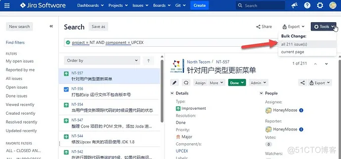 JIRA 如何在项目之间移动 Issue_批量操作